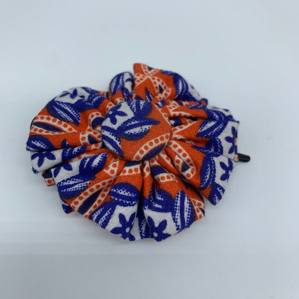 African Print Hair Clip-S Button Style Blue Variation
