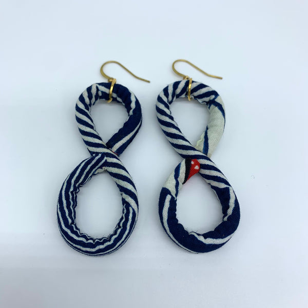 African Print Earrings-Number 8 Blue Variation 2