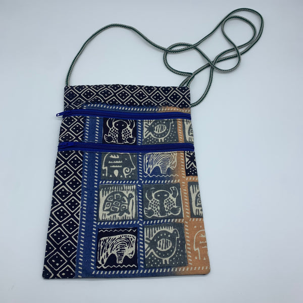 African Print Over Shoulder Bag- Blue Variation 2