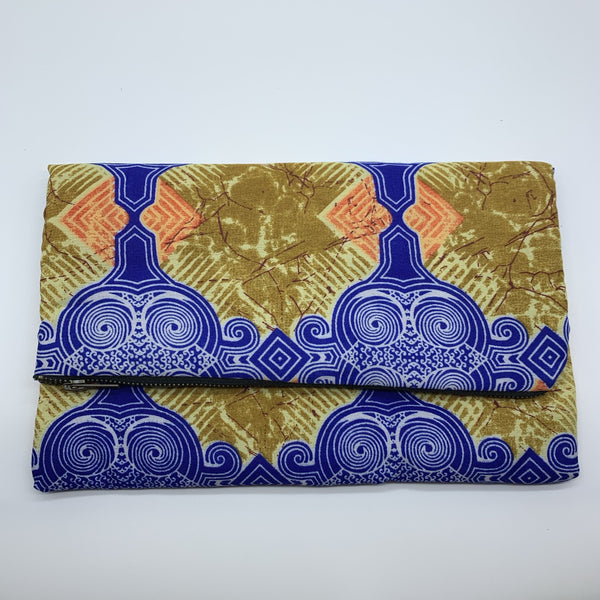 African Print Clutch-L Blue Variation 2 - Lillon Boutique
