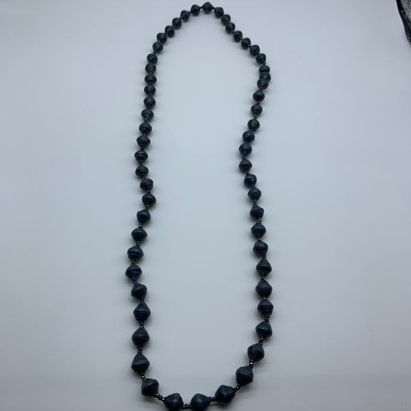 Paper Necklace with Beads-Blue Variation