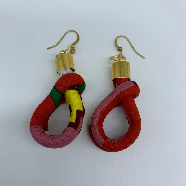 African Print Earrings-Fatu Red Variation 5