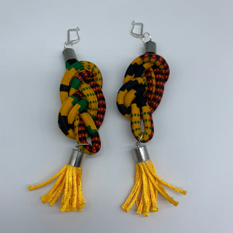 African Print Earrings-Knotted L Yellow Variation 8
