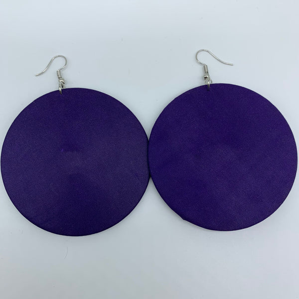 African Print Earrings-Round L Purple Variation