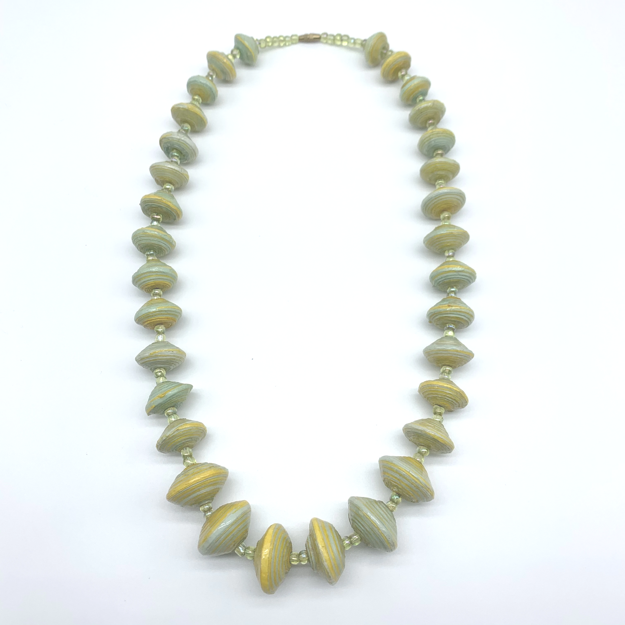 Paper Necklace with Beads-Yellow and Green - Lillon Boutique