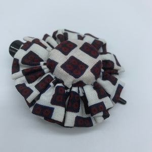 African Print Hair Clip-M Bottle Cap Style White Variation