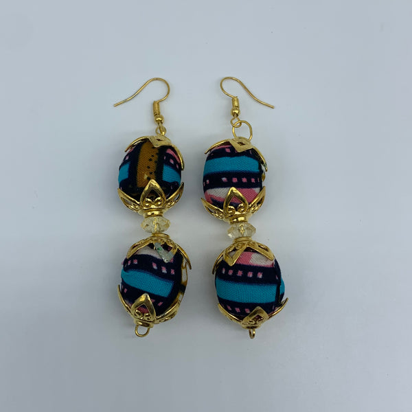 African Print Earrings-Ama Blue Variation