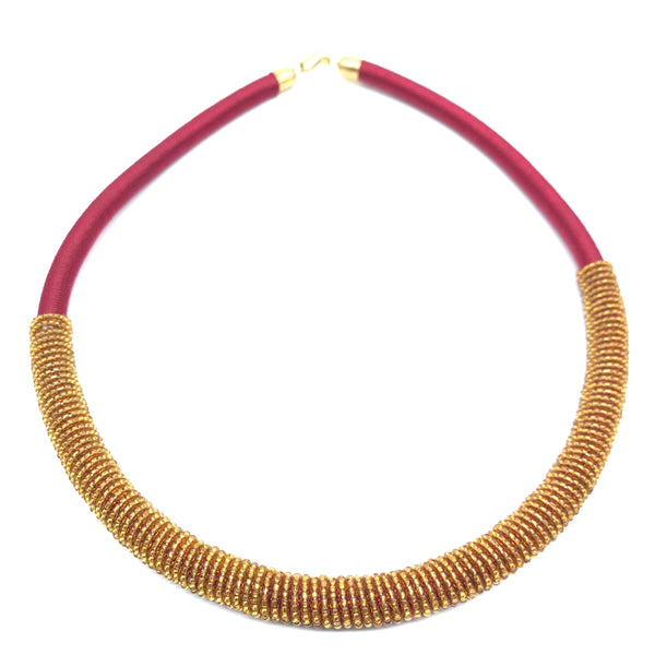 Beaded Thread  Bangle Necklace-Red Variation 2