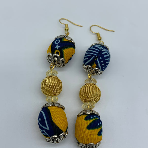 African Print Earrings-Ama Bling Yellow Variation