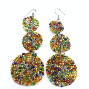 Beaded Earrings 3 Circles -Multi Colour Variation