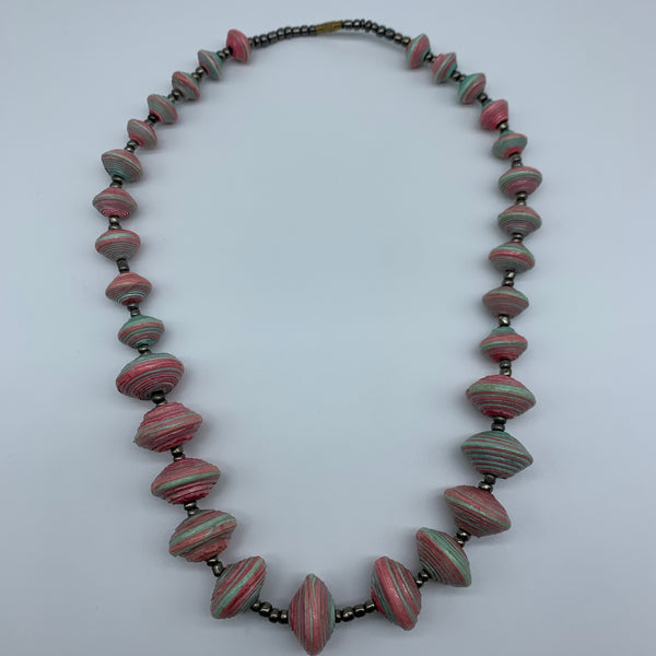 Recycled Paper Necklace with Beads-Pink Variation 3 - Lillon Boutique