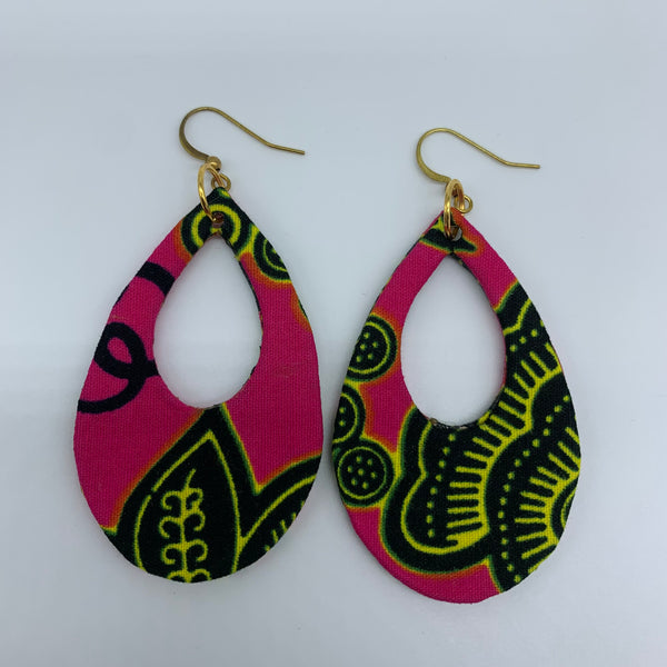 African Print Earrings-Muna Pink Variation