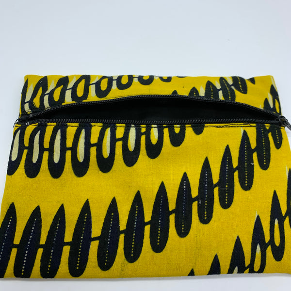 Yellow  padded African Print Makeup bag/Pencil case - Lillon Boutique