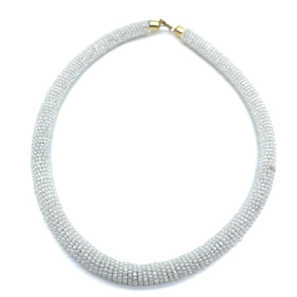 Bead Bangle Necklace-White Variation