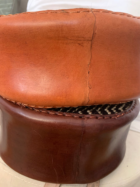 Leather W/Sisal Bag-Circle Brown Variation