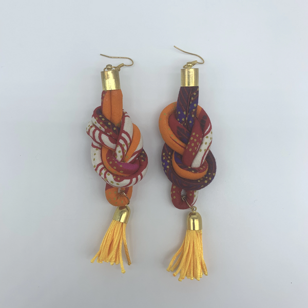 African Print Earrings-Knotted L Orange Variation