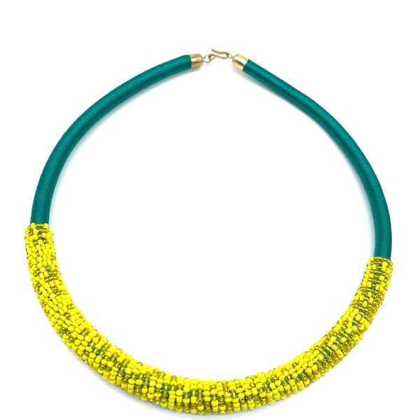 Beaded Thread  Bangle Necklace-Green Variation