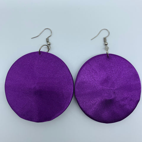 African Print Earrings-Round M Purple Variation