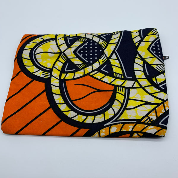 Orange padded African Print Makeup bag/Pencil case - Lillon Boutique