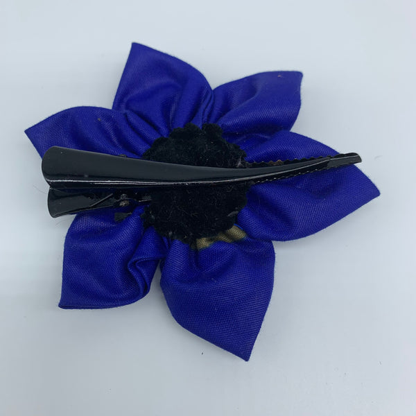 African Print Hair Clip-M Flower Style Blue Variation