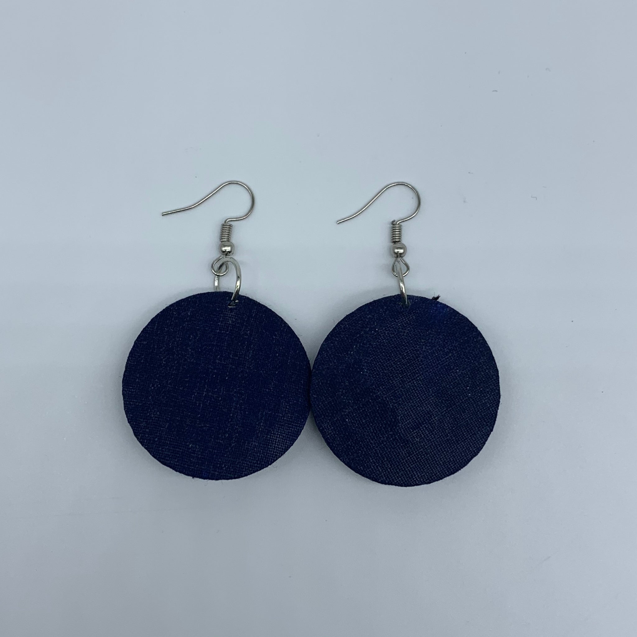 African Print Earrings-Round XS Blue Variation 23 - Lillon Boutique