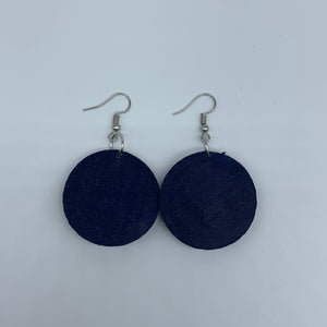 African Print Earrings-Round XS Blue Variation 23 - Lillon Boutique