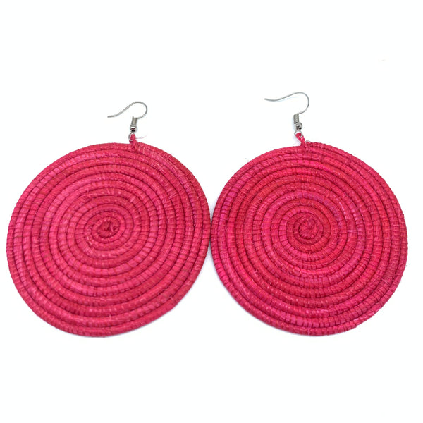 Sisal Earrings- L Red Variation