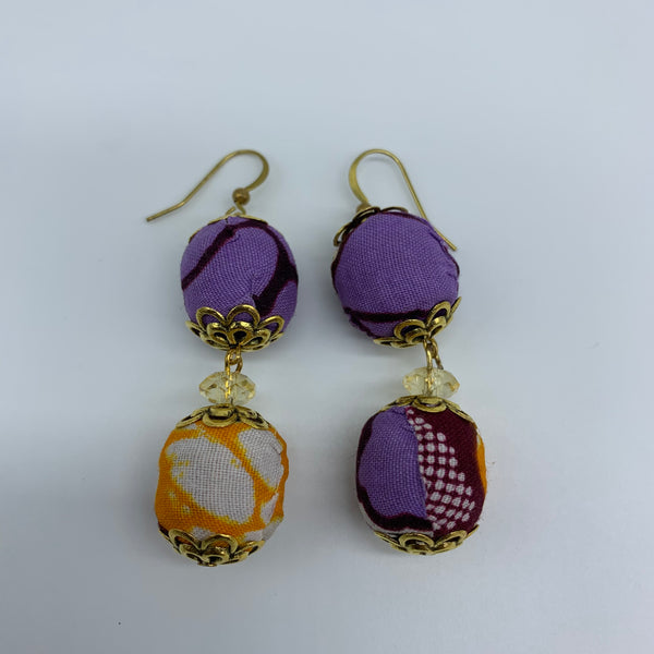 African Print Earrings-Ama Purple Variation