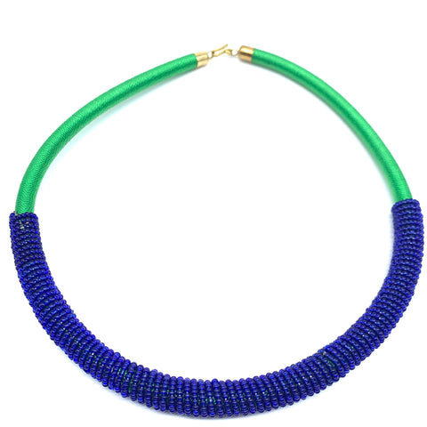 Beaded Thread  Bangle Necklace-Green Variation 2
