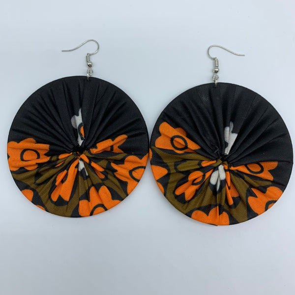 African Print Earrings-Round L Black Variation 10