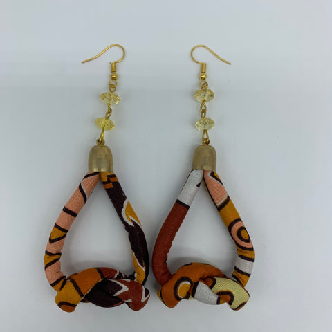 African Print Earrings-Knotted S Brown Variation