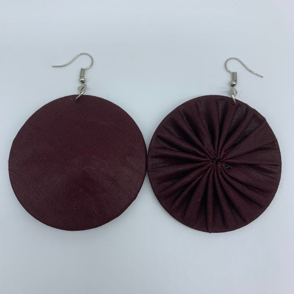 African Print Earrings-Round M Red Variation 18