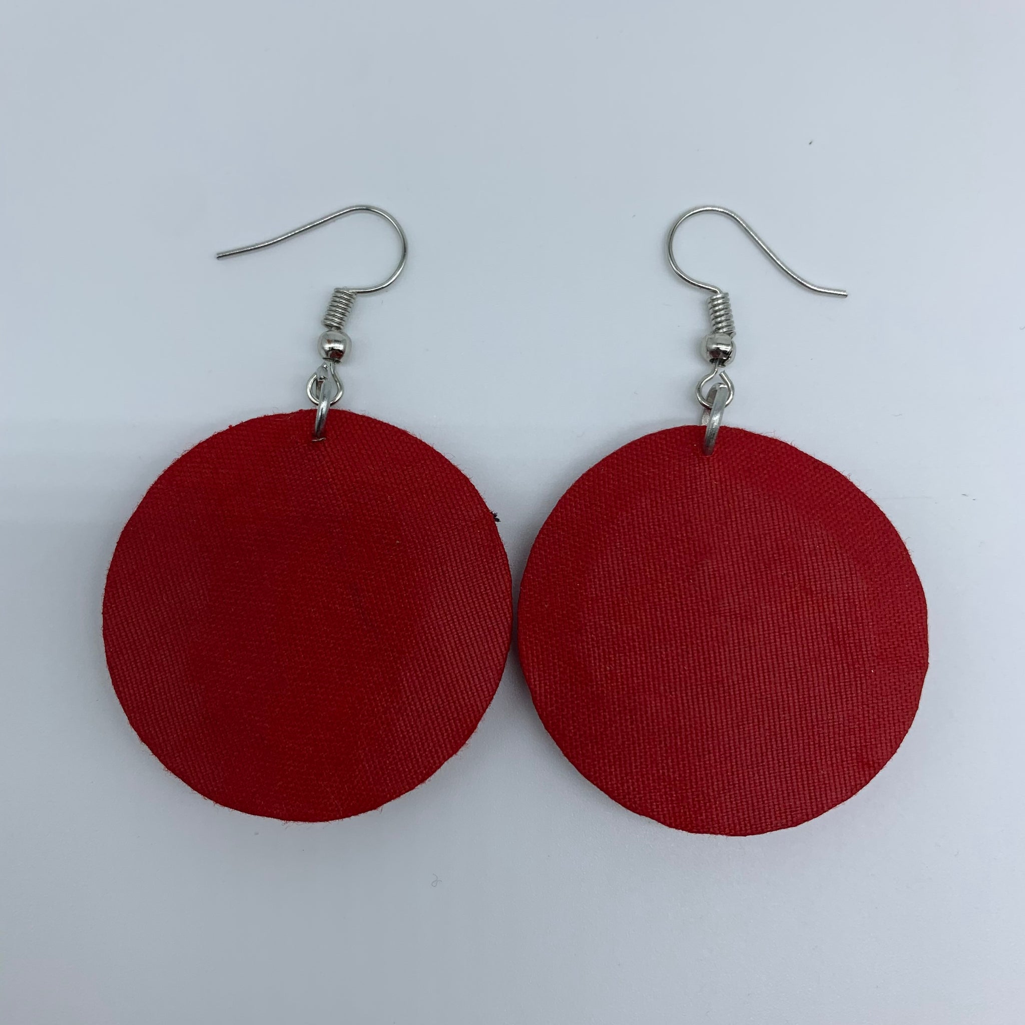 African Print Earrings-Round XS Red Variation 17