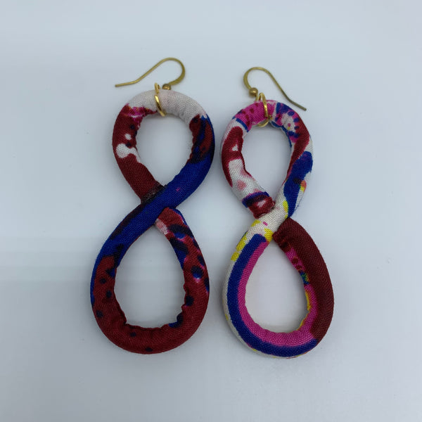 African Print Earrings-Number 8 Blue Variation