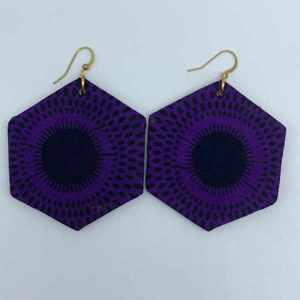 African Print Earrings-Hexa Purple Variation