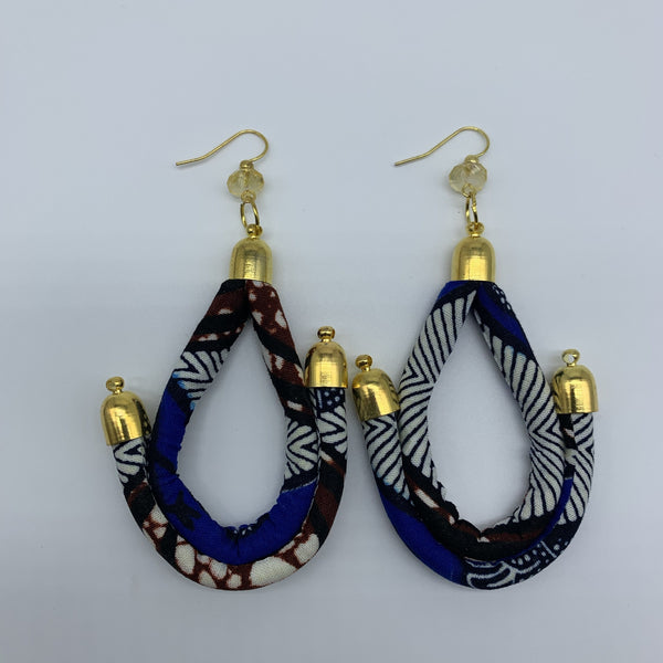 African Print Earrings-Anchor Blue Variation - Lillon Boutique