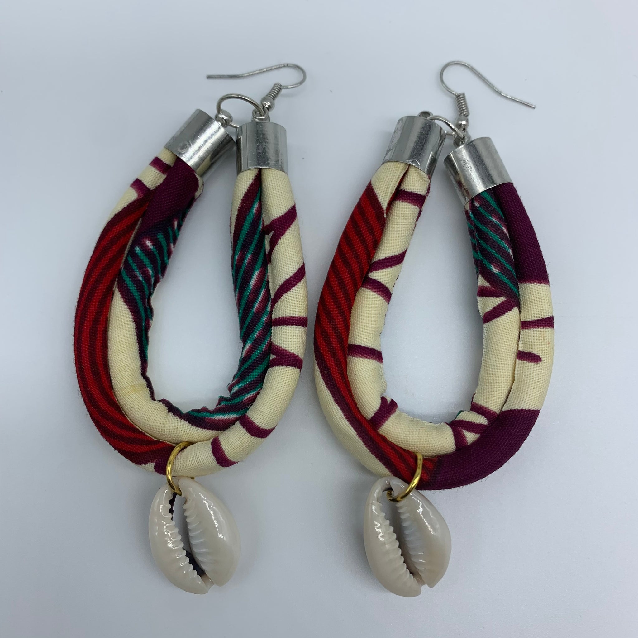 African Print W/Shell Earrings- IC Red Variation 2