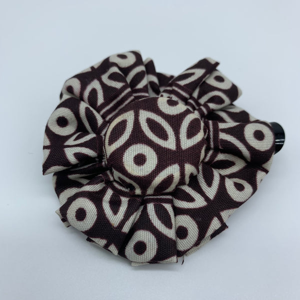 African Print Hair Clip-M Bottle Cap Style Brown Variation - Lillon Boutique