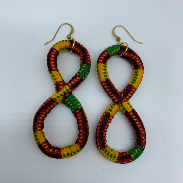African Print Earrings-Number 8 Red Variation 3