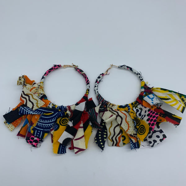 African Print Earrings-Zoba Zoba Hoops Pink Variation 2