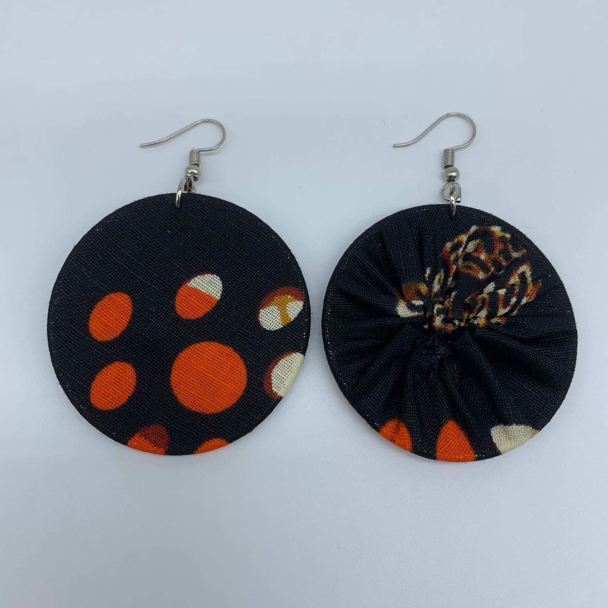 African Print Earrings-Round S Black Variation 8